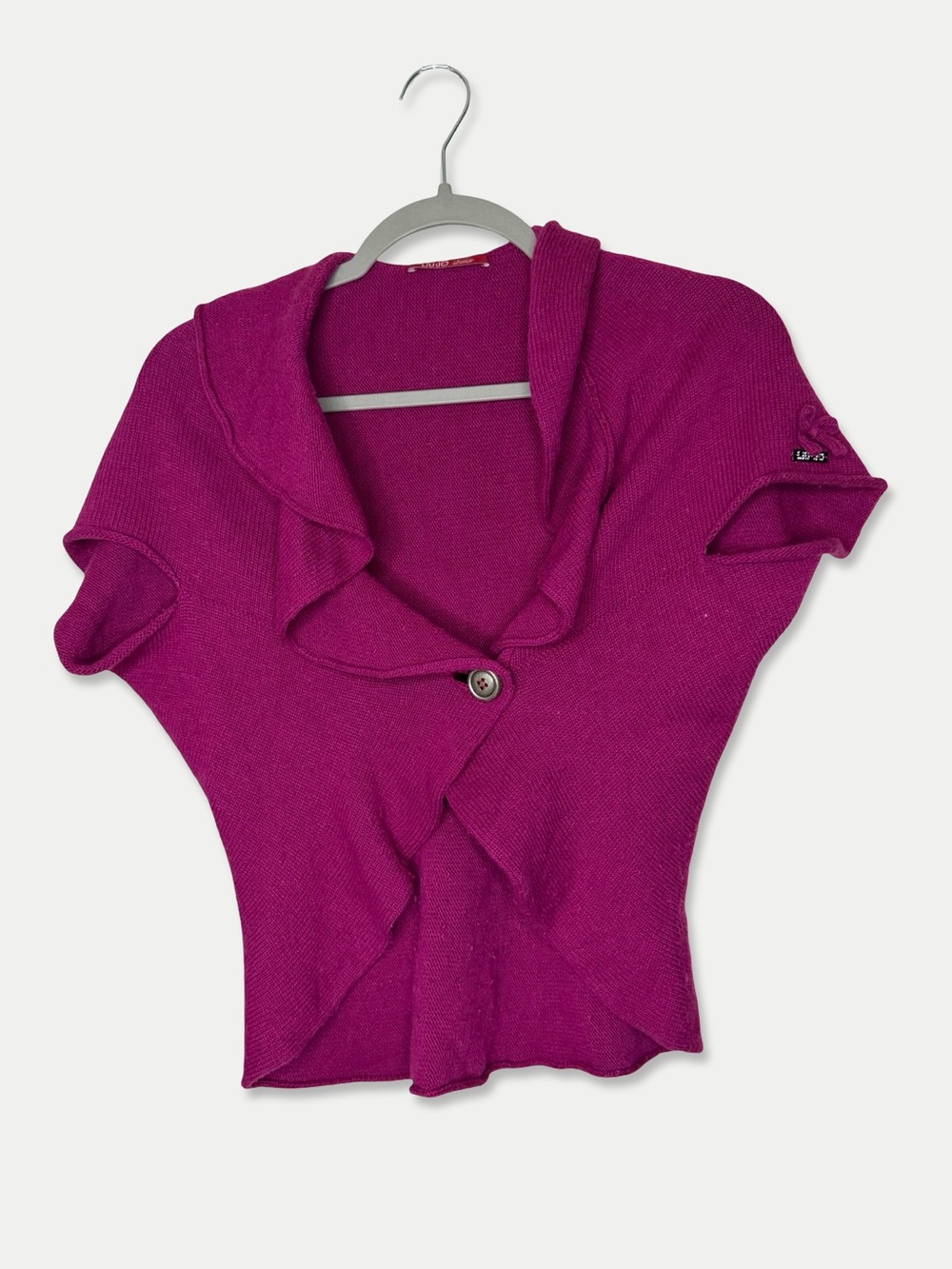 Liu Jo Junior Girls 12A Magenta Wool Blend Ruffle Cardigan Sweater